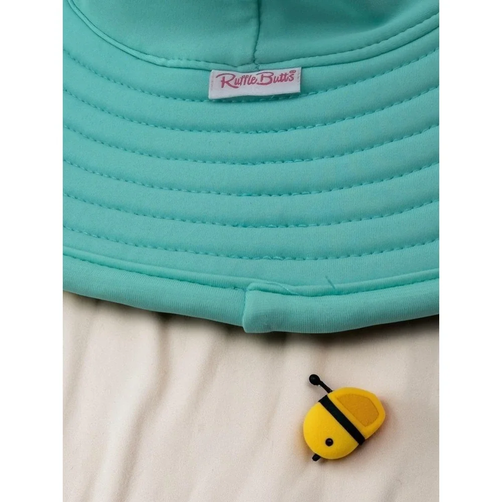 RuffleButts Wide Brim Aqua Mint Green Swim Sun Hat 12m-2T